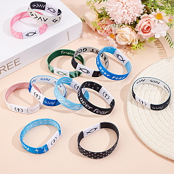 12Pcs 12 Colors Polyester Cord Stretch Bracelets for Women Men&nbsp;BJEW-WR0001-08