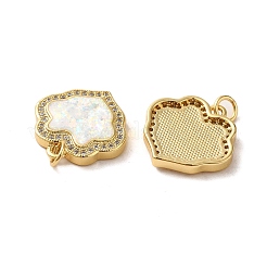Brass Micro Pave Cubic Zirconia with Synthetic Opal Pendants&nbsp;KK-D096-19G