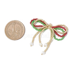 Christmas Glass Seed Beaded Bowknot Pendants&nbsp;PALLOY-MZ01059