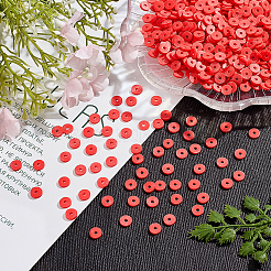 10 Strands Flat Round Handmade Polymer Clay Beads&nbsp;CLAY-PH0001-44B