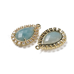 Natural Flower Amazonite Faceted Teardrop Pendants&nbsp;G-I375-01G-20