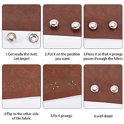 200Pcs Brass Four-Claw Rivets&nbsp;KK-GF0001-20P