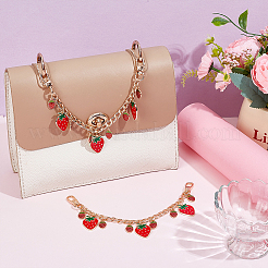 2Pcs Alloy Enamel Red Strawberry Charm Aluminum Bag Decorative Chains&nbsp;HJEW-UN00101