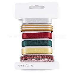 18 Yards 6 Styles Christmas Theme Polyester & Polycotton Ribbons Sets&nbsp;SRIB-A015-01B-05