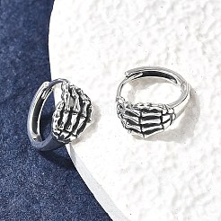925 Sterling Silver Hoop Earrings&nbsp;EJEW-Z133-02AS