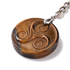 Natural Tiger Eye Triskele/Triskelion Pendant Keychain&nbsp;KEYC-A031-01P-03