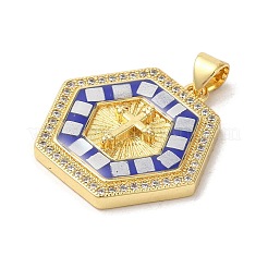 Cross Theme Brass Micro Pave Cubic Zirconia Pendants&nbsp;KK-K385-035G