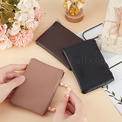 3Pcs 3 Colors Litchi Print PU Leather Zip Pouches&nbsp;ABAG-CP0001-07