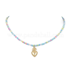 Golden Brass Heart Pendant Necklace&nbsp;NJEW-JN04530