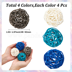 16Pcs 4 Colors Wicker Rattan Balls&nbsp;AJEW-SC0004-26B