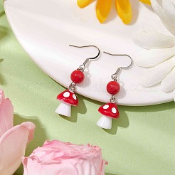 Mushroom & Round Plastic Dangle Earrings&nbsp;EJEW-JE05866