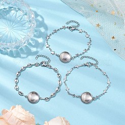 Tarnish Resistant 3Pcs 3 Styles Stainless Steel Bracelet Star & Oval & Cross Link Bracelet Making with Tray&nbsp;BJEW-JB10532