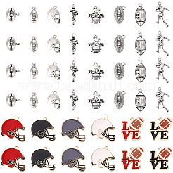 52Pcs 14 Styles Rugby Theme Alloy Enamel Pendants&nbsp;FIND-SC0021-58