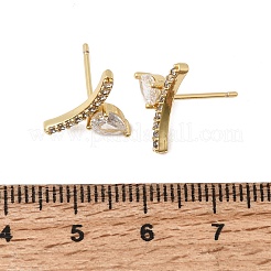 Brass Micro Pave Cubic Zirconia Stud Earrings&nbsp;EJEW-G471-14G-01