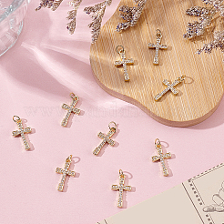 10Pcs Brass Micro Pave Cubic Zirconia Pendants&nbsp;KK-BBC0024-08