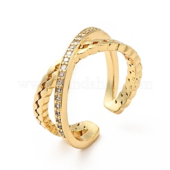 Clear Cubic Zirconia Criss Cross Open Cuff Ring&nbsp;RJEW-I087-06