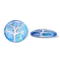 Half Round/Dome Tree Pattern Glass Flatback Cabochons for DIY Projects&nbsp;GGLA-Q037-25mm-M28-08