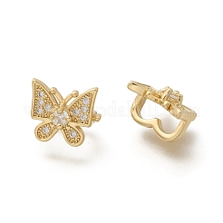 Brass Micro Pave Clear Cubic Zirconia Slide Charms&nbsp;KK-Z126-20G
