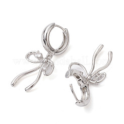 Bowknot Brass Dangle Hoop Earrings&nbsp;EJEW-M245-09P