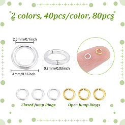 80Pcs 2 Colors 925 Sterling Silver Soldered Closed Jump Rings&nbsp;STER-PH0003-41