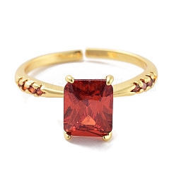 Rectangle Rack Plating Brass Micro Pave Cubic Zirconia Solitaire Ring&nbsp;RJEW-Z059-10G-02