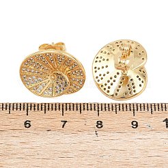 Brass Micro Pave Clear Cubic Zirconia Stud Earrings&nbsp;LS-EJEW-A151-02A-G