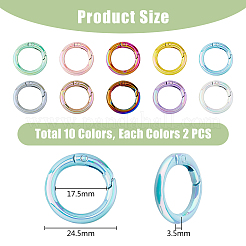 20Pcs 10 Colors UV Plating Zinc Alloy Spring Gate Rings&nbsp;FIND-HY0002-98