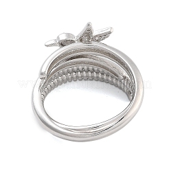 Brass Micro Pave Cubic Zirconia Bird Open Cuff Rings Set for Women&nbsp;RJEW-U002-11P