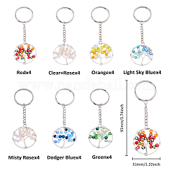28Pcs 7 Colors Alloy Glass Keychains&nbsp;KEYC-FH00005
