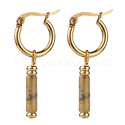Natural Jade Column Drop Earrings for Women&nbsp;EJEW-JE04701-04