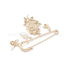 Flower & Bee Iron & Alloy Enamel Charm Brooches&nbsp;JEWB-BR00186