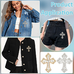 4Pcs 2 Colors Cross Hotfix Rhinestone Appliques&nbsp;DIY-FG0009-89