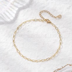 Brass Oval Figaro Chains Anklets for Women&nbsp;AJEW-AN00757