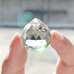 Clear Faceted Ball-Shaped Glass Pendants&nbsp;X-GR20X23MMY-1