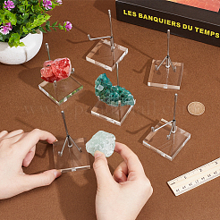 Iron Crystal Rock Display Easels with Square Clear Acrylic Base&nbsp;ODIS-WH0079-011P