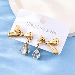 304 Stainless Steel Rhinestone Stud Earrings&nbsp;EJEW-Z098-09G