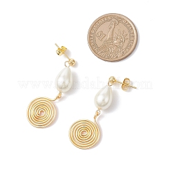 Glass Pearl Dangle Stud Earrings&nbsp;EJEW-JE06543-01