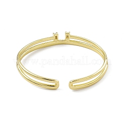 Clear Cubic Zirconia Half Round Open Cuff Bangle&nbsp;BJEW-I308-01G
