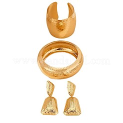 Alloy Rough Texture Cuff Bangles & Stud Dangle Earrings Sets&nbsp;FS-WGCEEF2-01