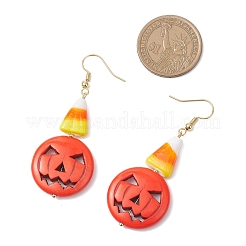 Brass Pumpkin Dangle Earrings&nbsp;EJEW-TA00693