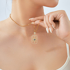 Elegant Brass Clear & Blue Cubic Zirconia Evil Eye Hollow Pendant Necklaces&nbsp;RK3263-2