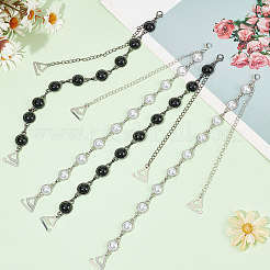 2 Pairs 2 Colors Plastic Imitation Pearl Beads Non-slip Bra Straps&nbsp;FIND-GO0002-47