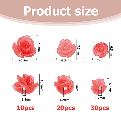 60Pcs 3 Styles Resin Beads&nbsp;RESI-HS0001-12