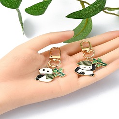 Panda Alloy Enamel Pendant Decorations&nbsp;HJEW-YW00020-01