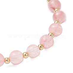 Synthetic Cherry Quartz Glass Round Beaded Stretch Bracelets for Men Women&nbsp;BJEW-JB12386-01