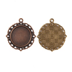 Flat Round Zinc Alloy Pendant Cabochon Settings&nbsp;PALLOY-X0013-NR