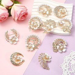 10Pcs 10 Styles Flower Alloy Rhinestone Lapel Pins&nbsp;JEWB-CJ0003-06