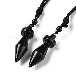 Gemstone Bullet Pendant Necklace with Nylon Cord for Women&nbsp;G-A210-03