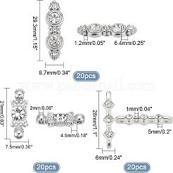 60Pcs 3 Style Alloy Rhinestone Bar Spacers&nbsp;ALRI-FH0001-05
