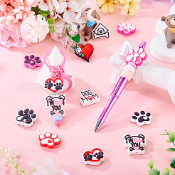 10Pcs 10 Styles Dog Paw Print Food Grade Eco-Friendly Silicone Beads&nbsp;SIL-TA0003-43